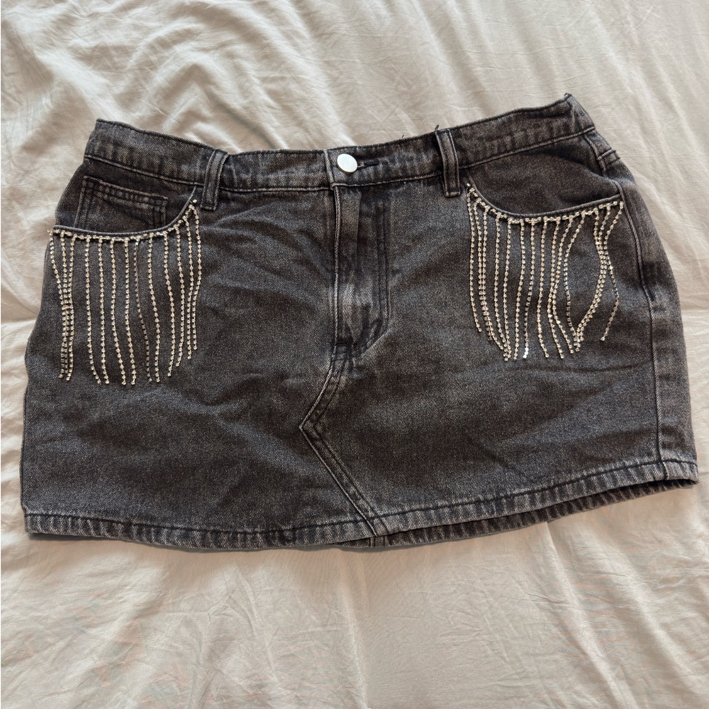 Charlotte Russe Gray Embellished Mini Skirt
